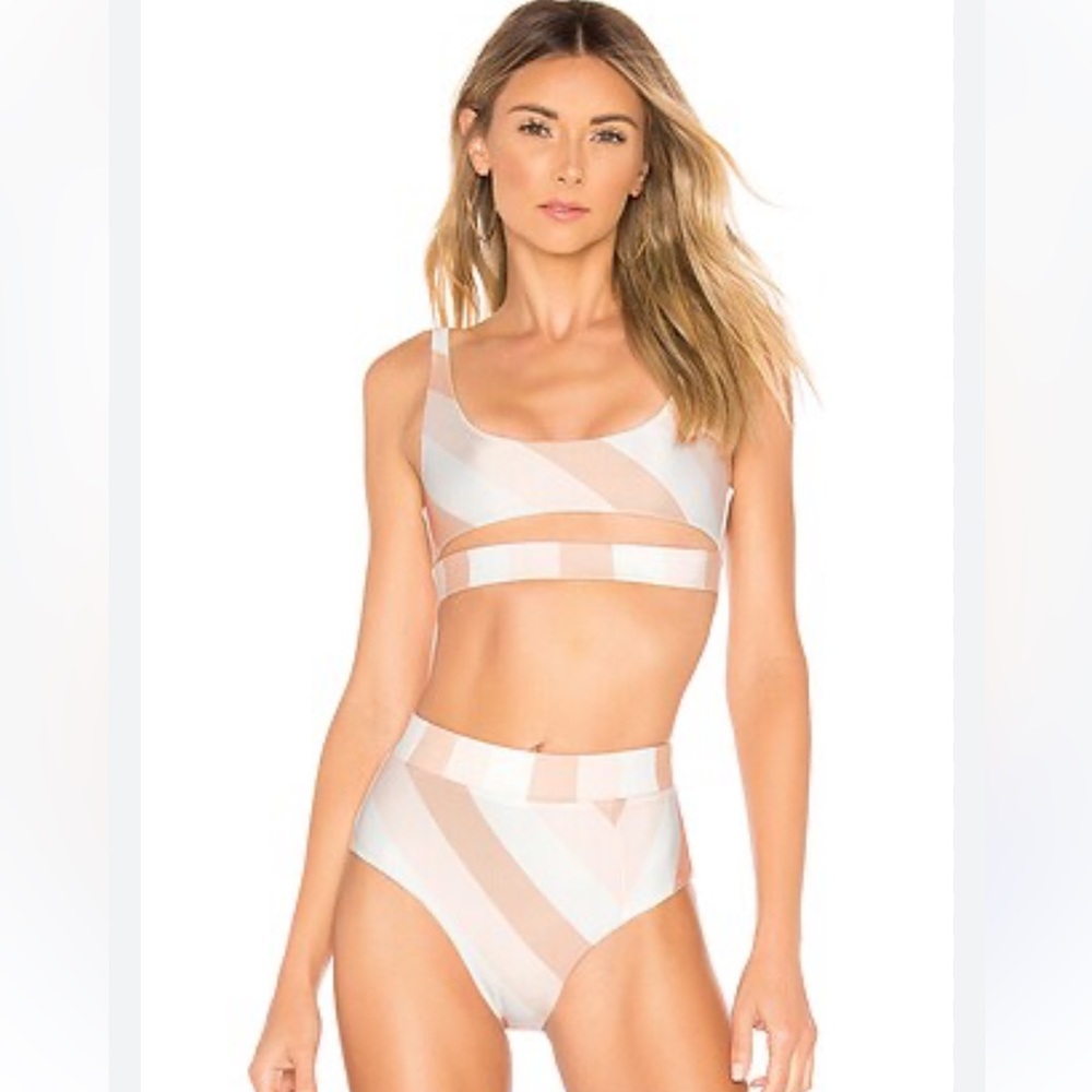 Striped Bikini Set in Pink and White